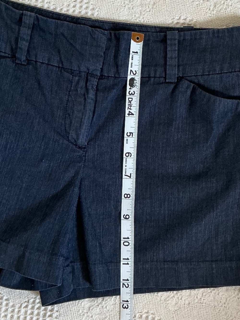 Ann Taylor Signature Chambray Navy Shorts Size 6 Petite Cotton Stretch - Picture 9 of 10